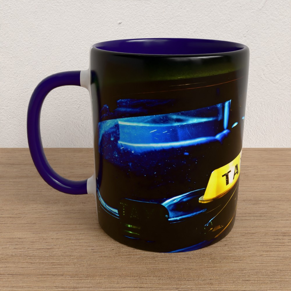 Taza con asa e interior de color Azul "Taxyonduty"