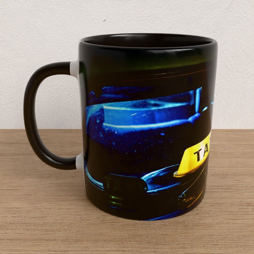 Taza con asa e interior de color Negro "Taxyonduty"