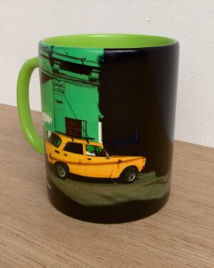 Taza con asa e interior de color Verde "Moskvich"