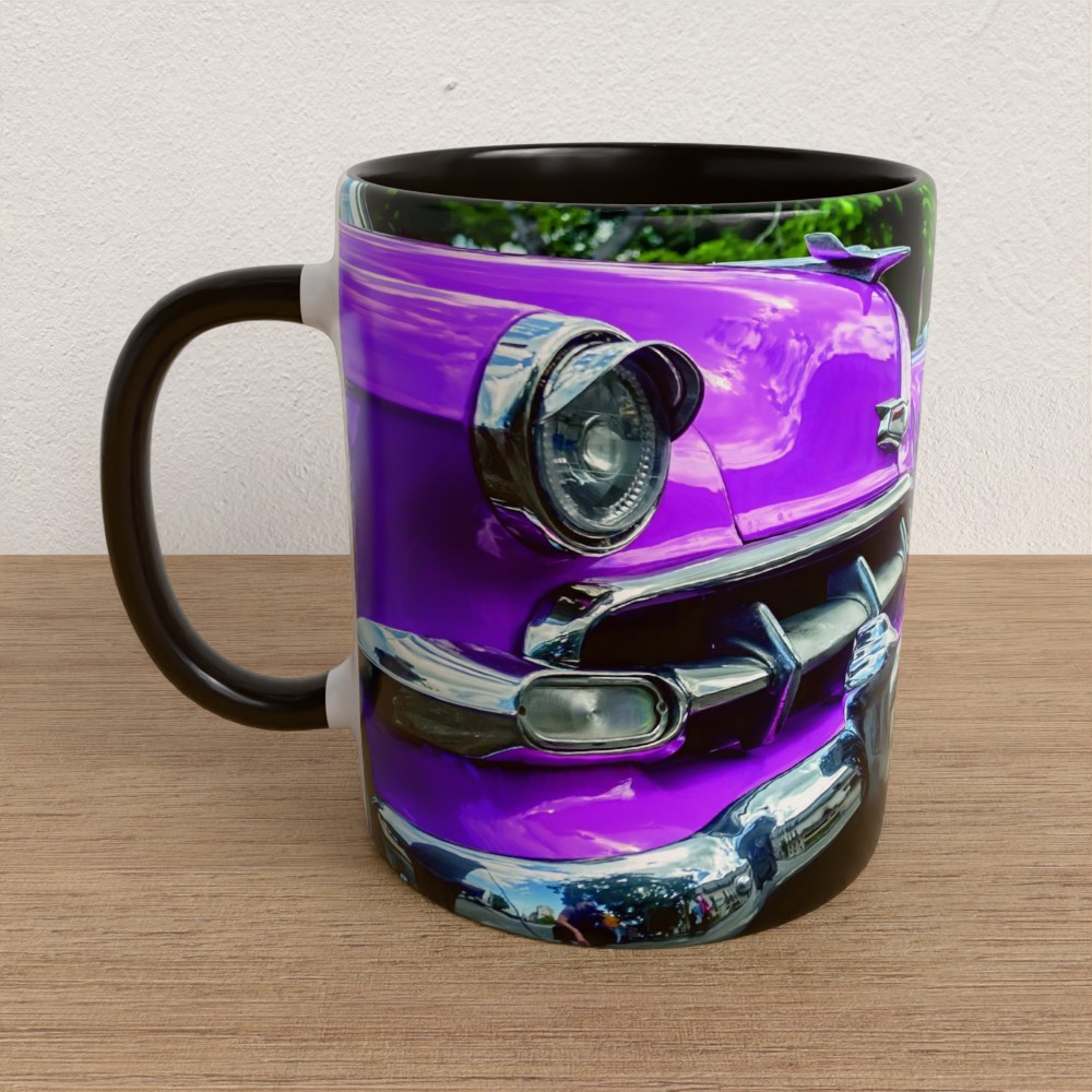 Taza con asa e interior de color Negro "Waitinglist"