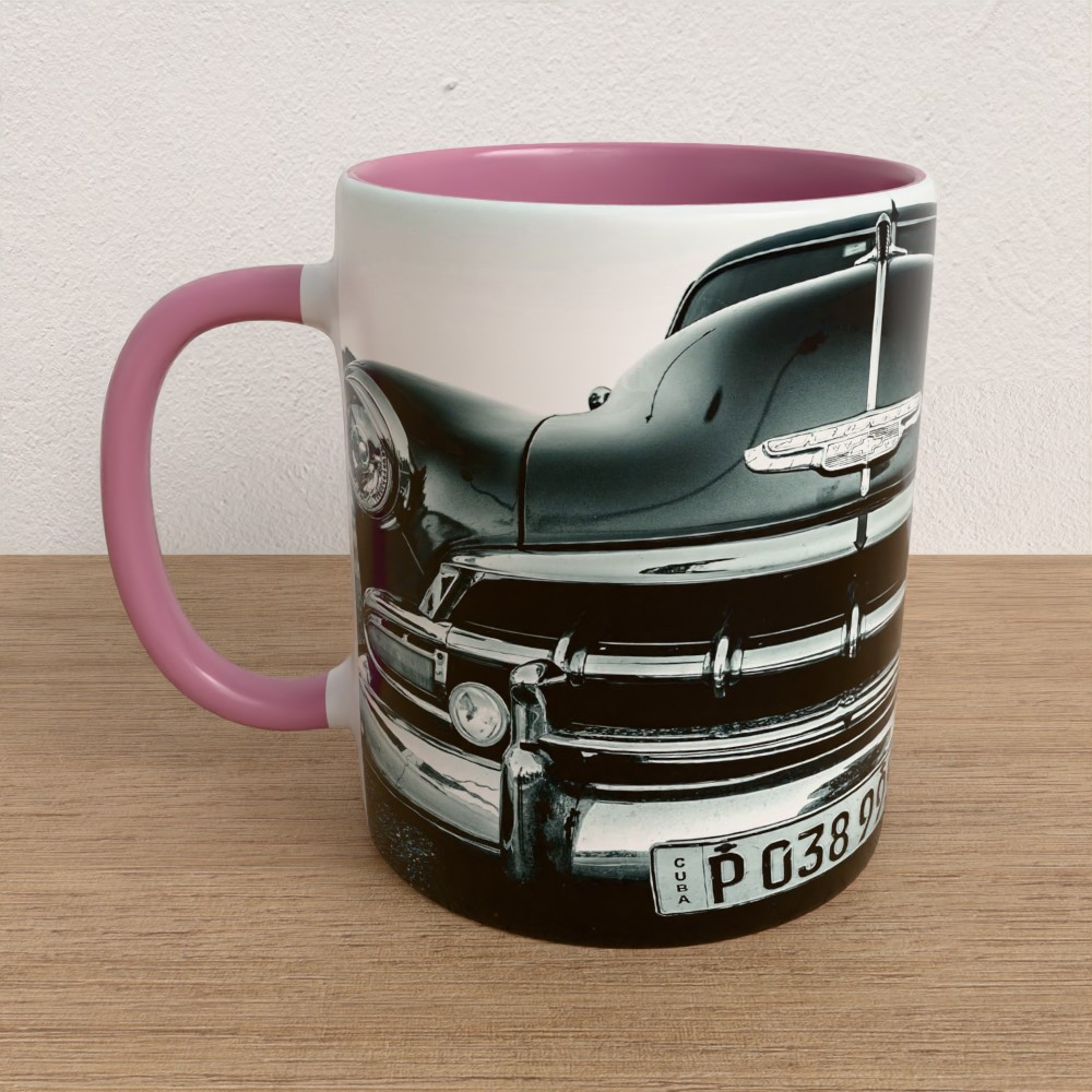 Taza con asa e interior de color Rosa "Fourteeth"