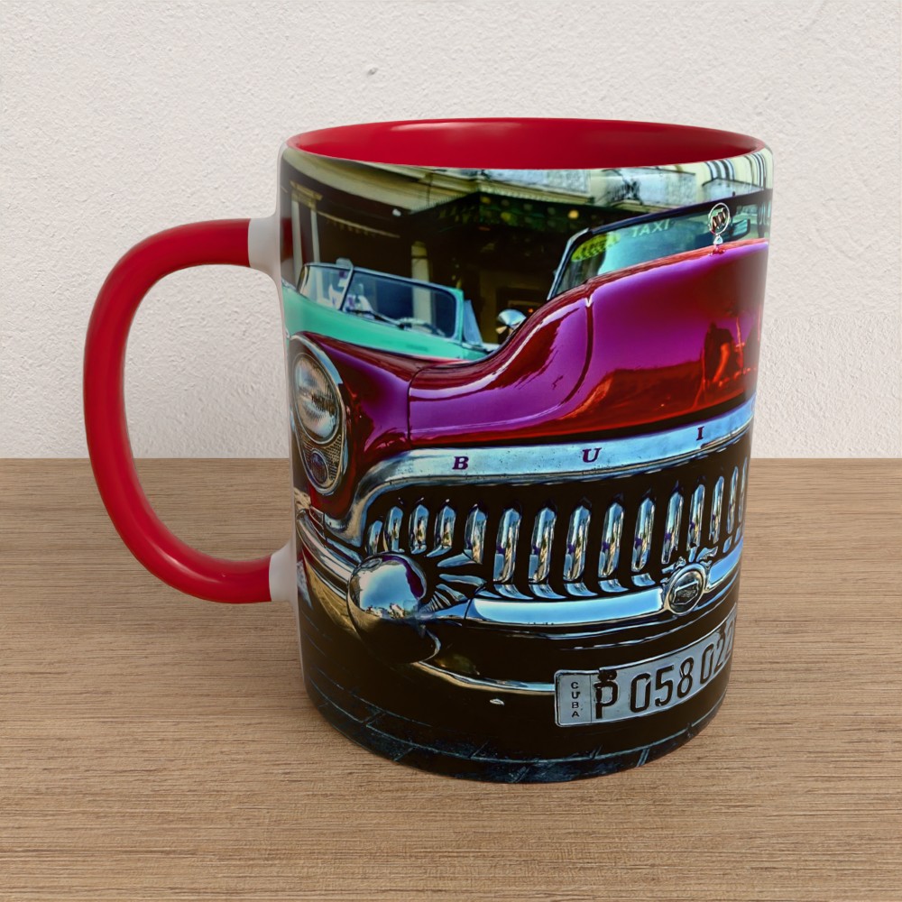 Taza con asa e interior de color Rojo "Buick 53"