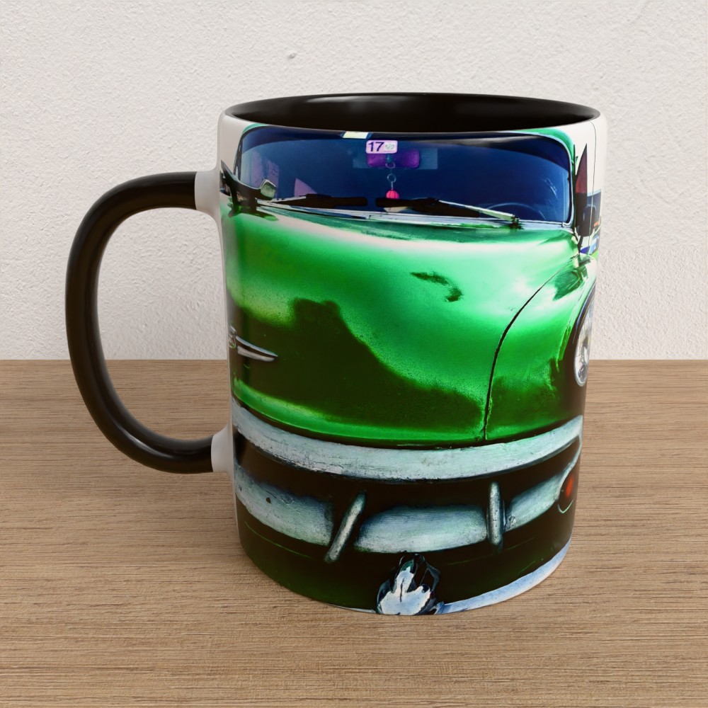 Taza con asa e interior de color Negro "Green Power"