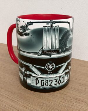 Taza con asa e interior de color Rojo "PontiacChieftain"