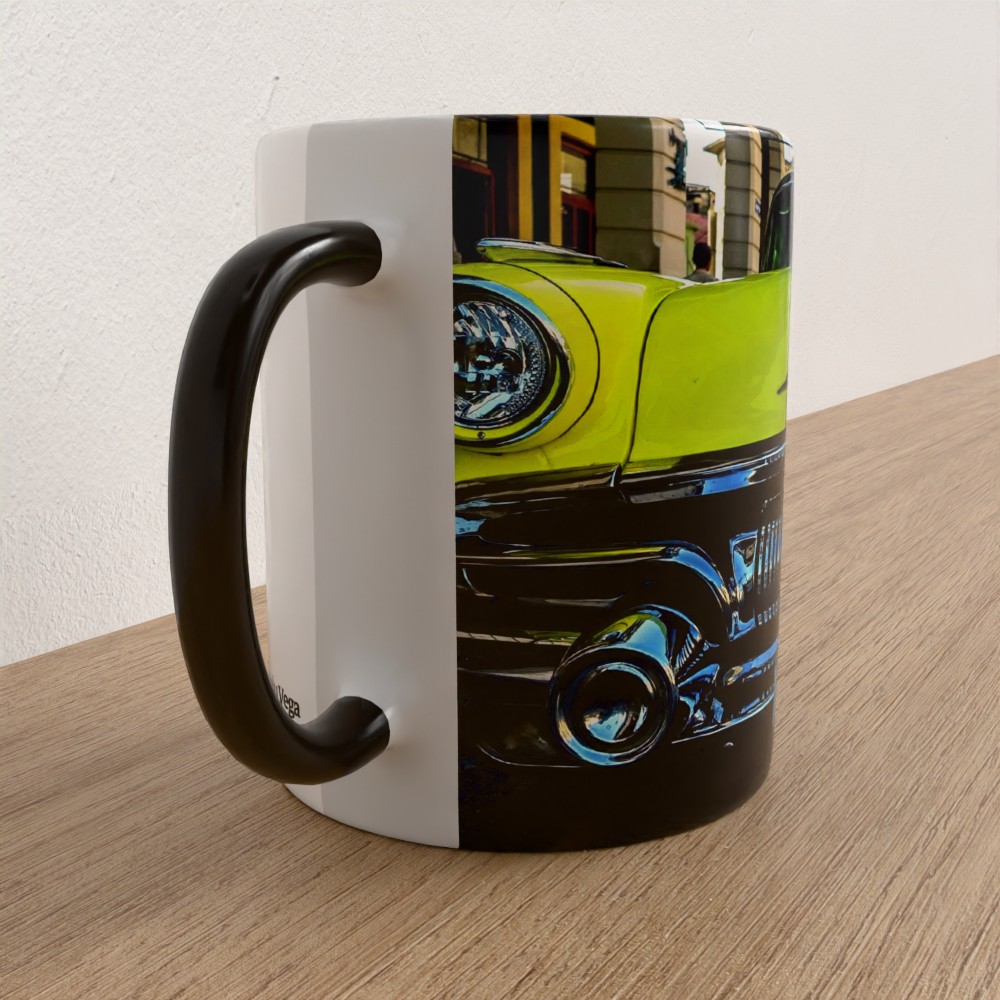 Taza con asa e interior de color Negro "Poncho" - Imagen 3