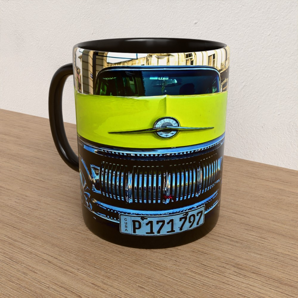 Taza con asa e interior de color Negro "Poncho"
