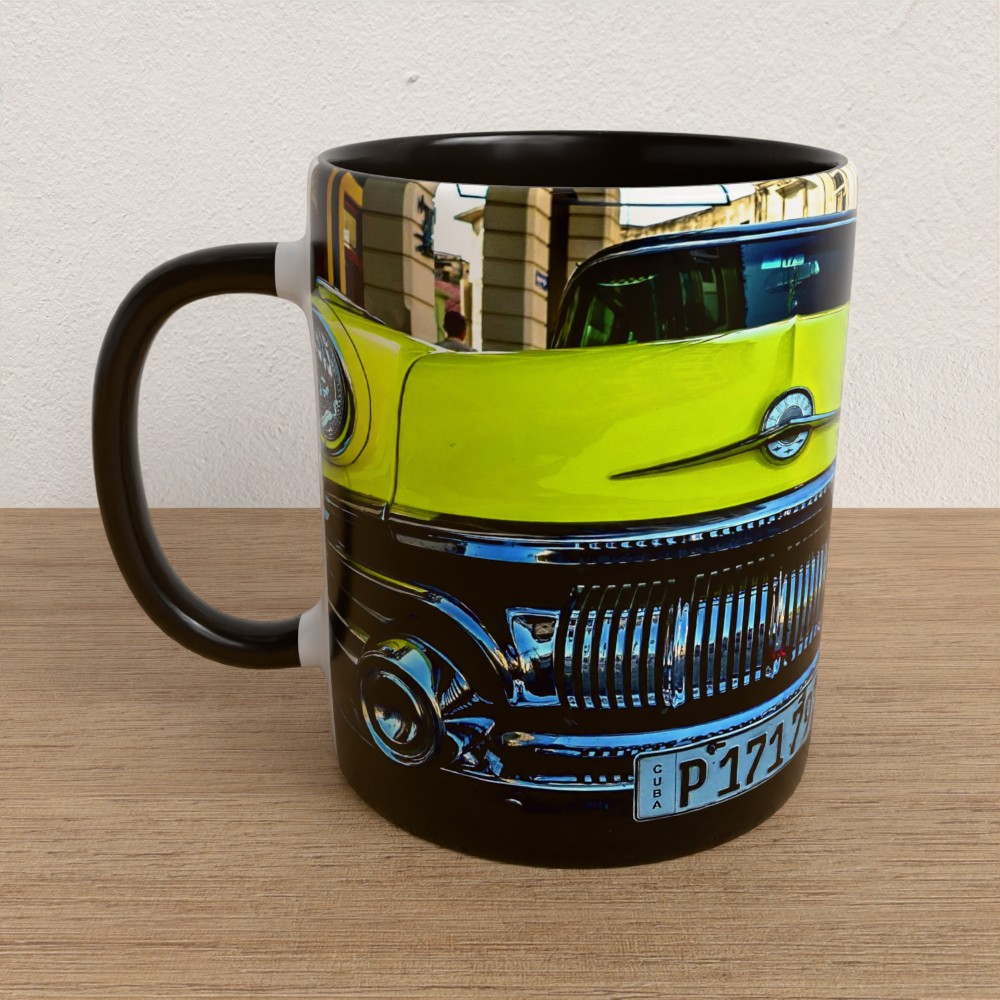 Taza con asa e interior de color Negro "Poncho"