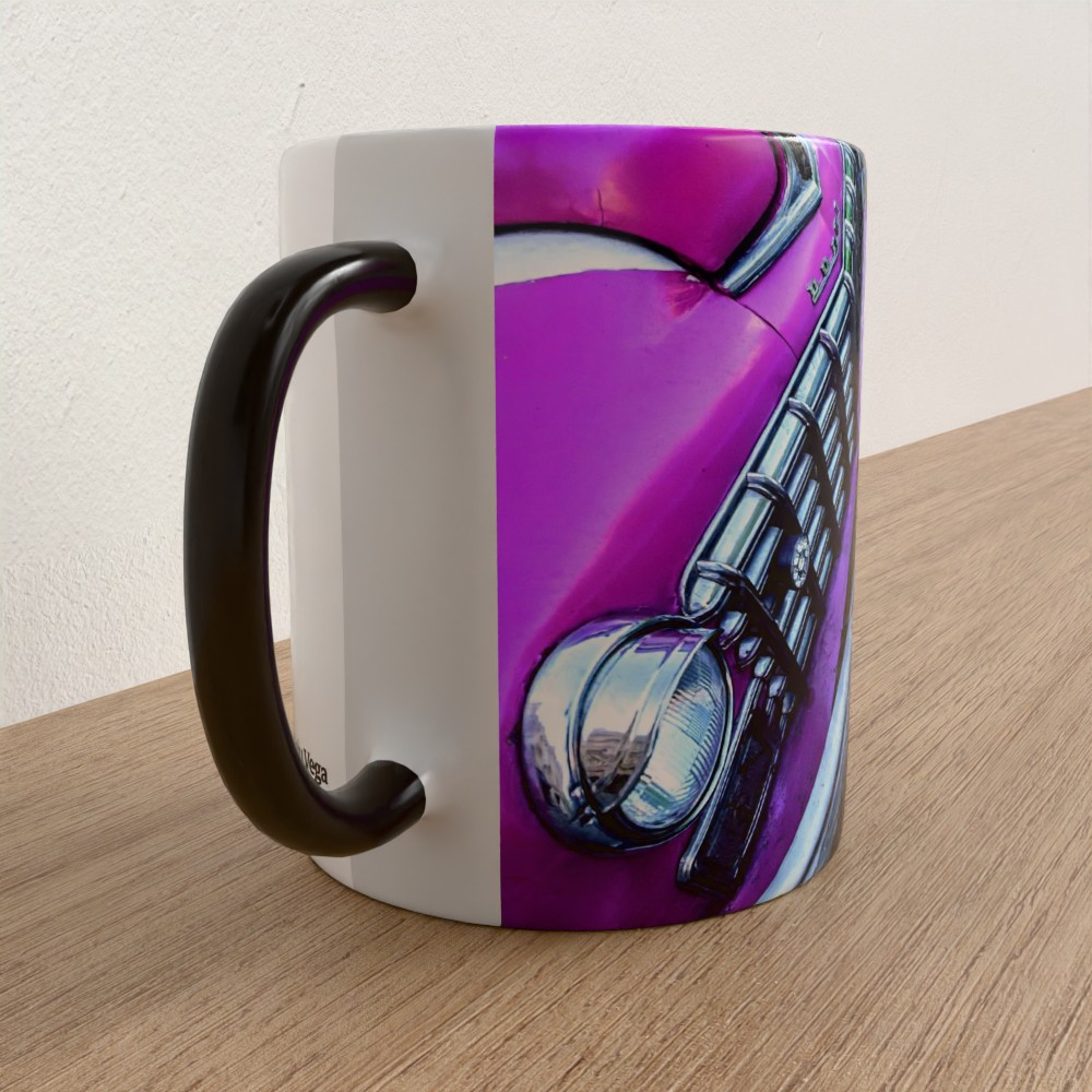 Taza con asa e interior de color Negro "Cara a cara" - Imagen 3