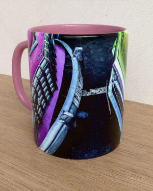 Taza con asa e interior de color Rosa "Cara a cara"