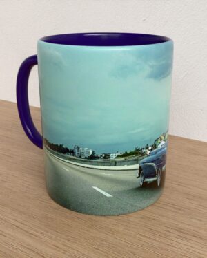 Taza con asa e interior de color Azul "Road to blue"