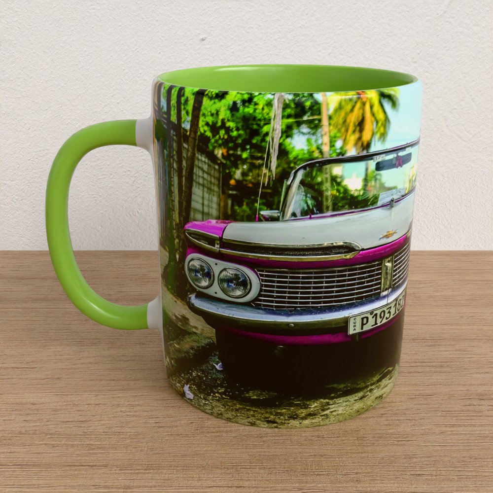 Taza con asa e interior de color Verde "Impala 59"