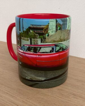 Taza con asa e interior de color Rojo "Caddy 59"
