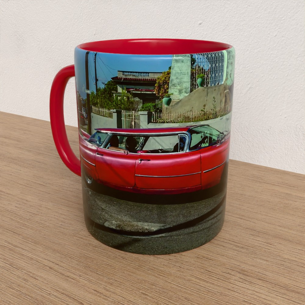 Taza con asa e interior de color Rojo "Caddy 59"