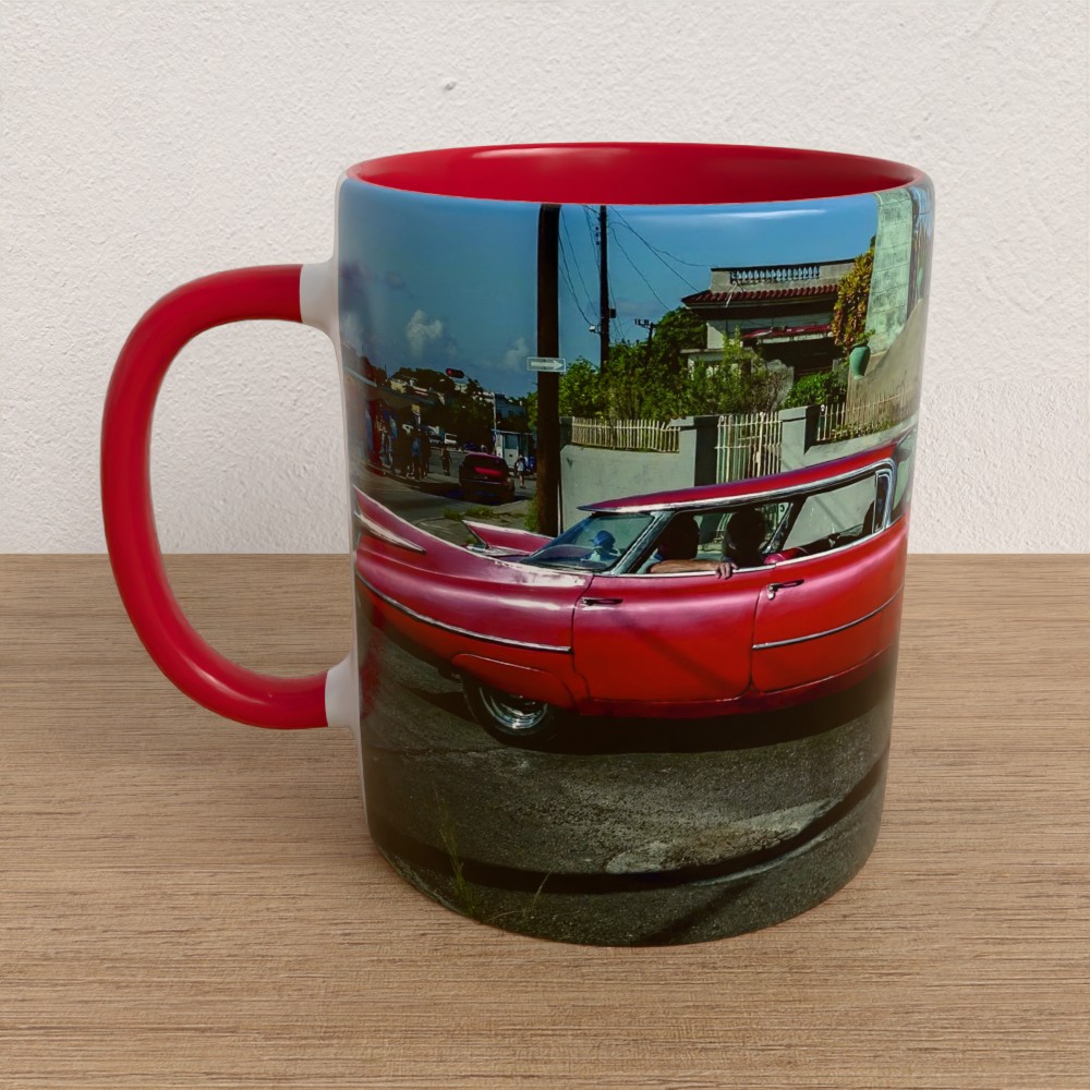 Taza con asa e interior de color Rojo "Caddy 59"