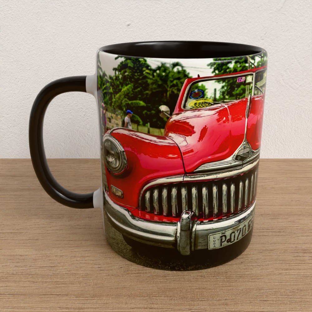 Taza con asa e interior de color Negro "BocaBallena"