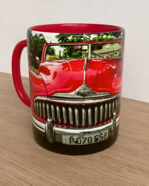Taza con asa e interior de color Rojo "BocaBallena"
