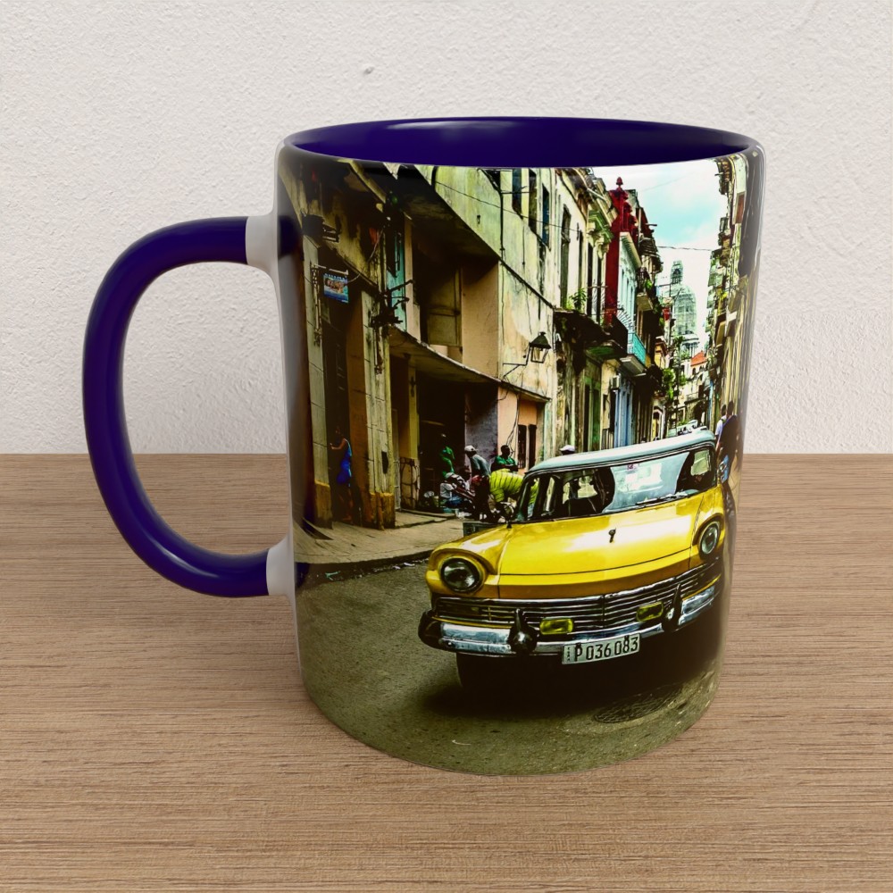 Taza con asa e interior de color Azul "Custom 300"