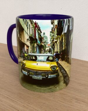 Taza con asa e interior de color Azul "Custom 300"