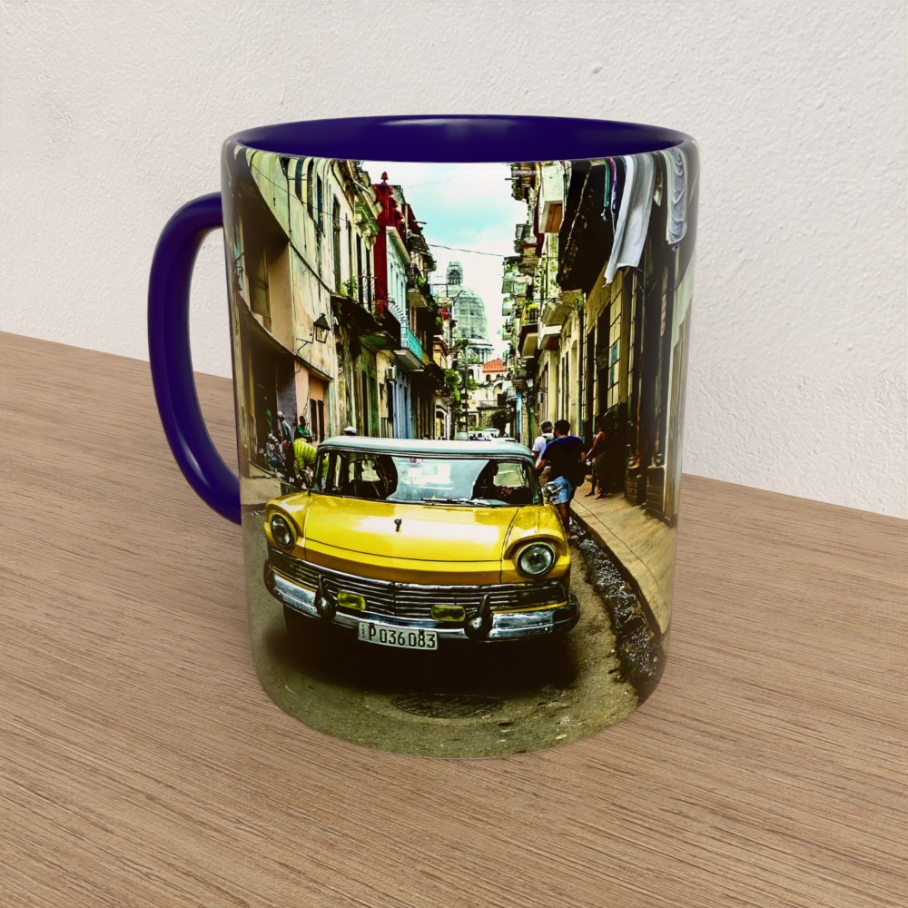Taza con asa e interior de color Azul "Custom 300"