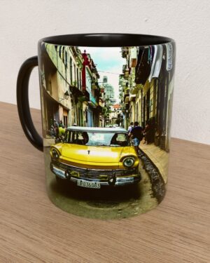 Taza con asa e interior de color Negro "Custom 300"