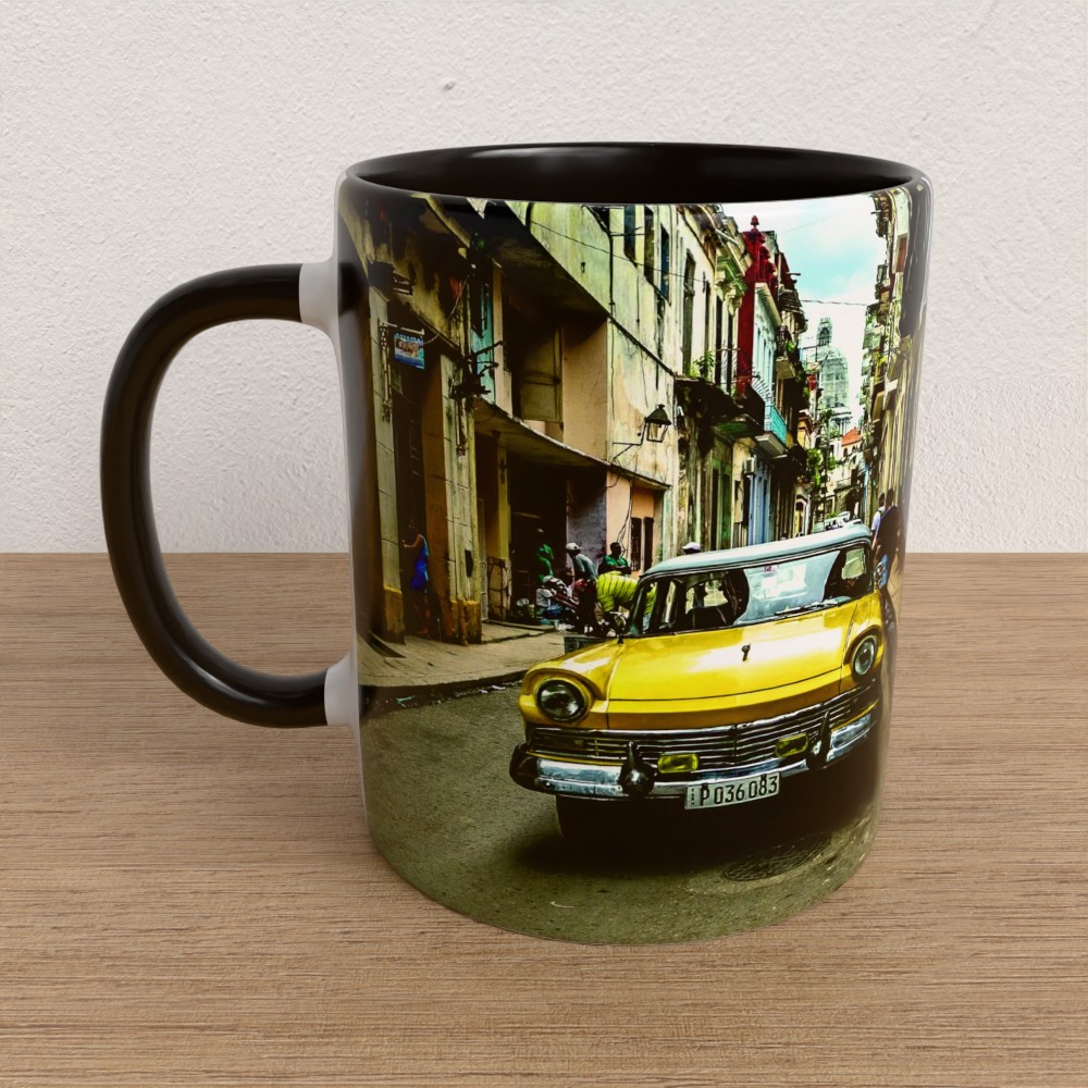 Taza con asa e interior de color Negro "Custom 300"