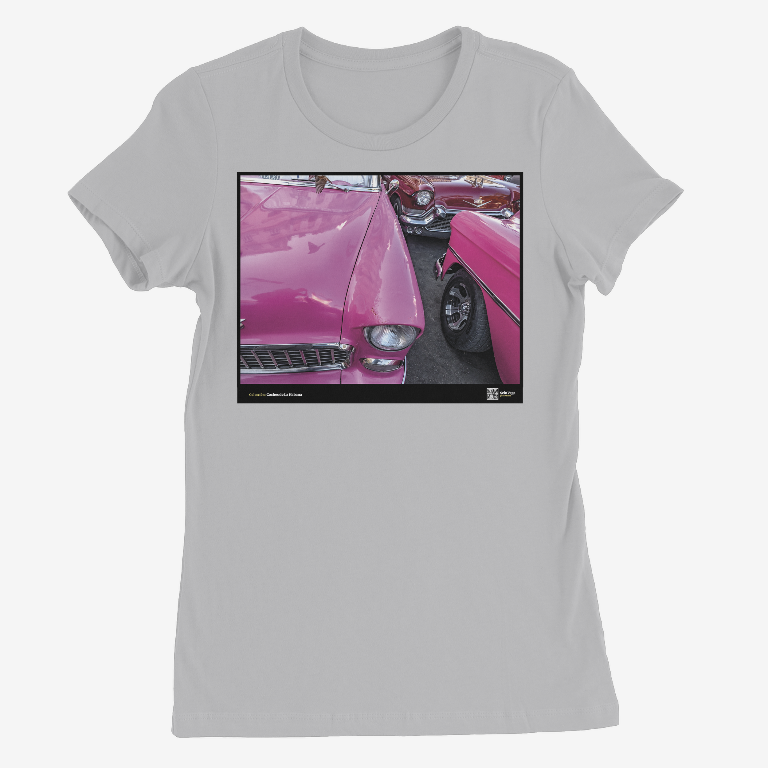 Camiseta Mujer de color Gris Claro "Pink Flamingo"
